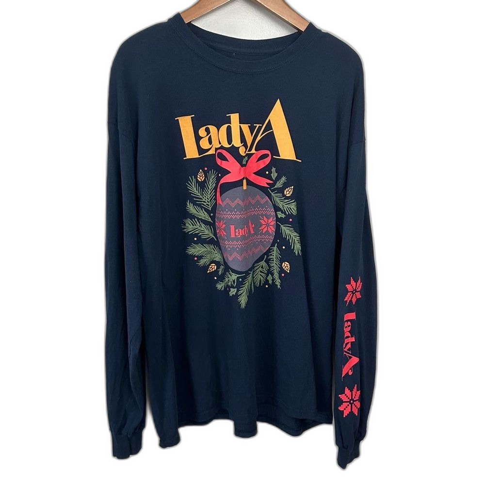 Lady A Navy Holiday Christmas Long Sleeve T-Shirt Size XL Country Band